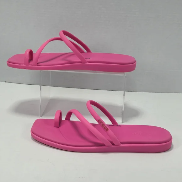 CROCS Miami Toe Loop Hot Pink Barbie Pink Sandals Women's Size 10 - Picture 3 of 11
